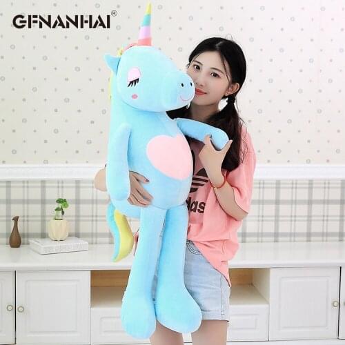 1pc 60cm Cute Rainbow Unicorn Plush toy kawaii Close Eyes Sleeping Unicorn Pillow Stuffed Toys for Kids Girls Birthday Gift