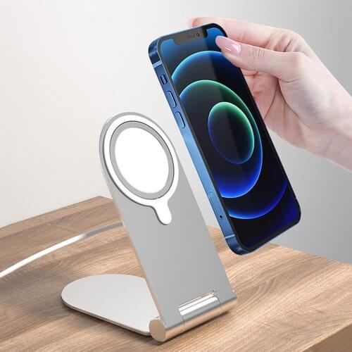 For Wireless Charger Desktop Mount Folding Phone Stand Holder Wireless Magnetizing Portable Stand For Iphone 12 Mini 12 Pro Max