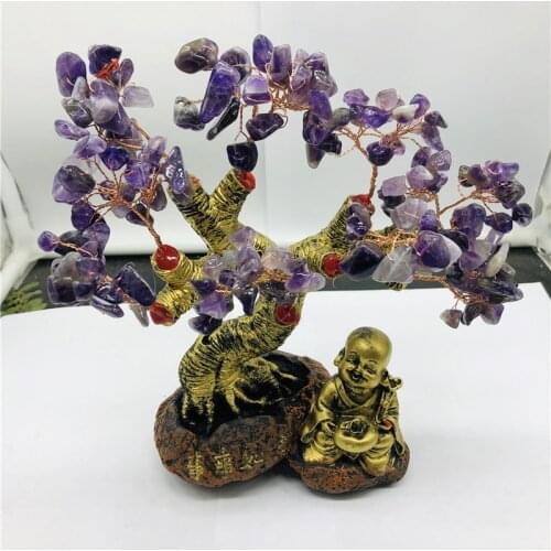 NATURAL Purple crystal quartz gemstone TREE REIKI Healing