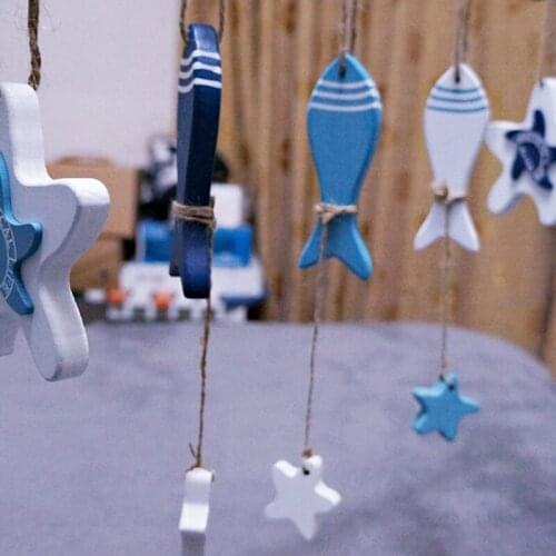 Natural Solid Wood Seahorse Dolphin Fish Party Decoration Pendant Childrens Room Curtain Bathroom Home decor Gift
