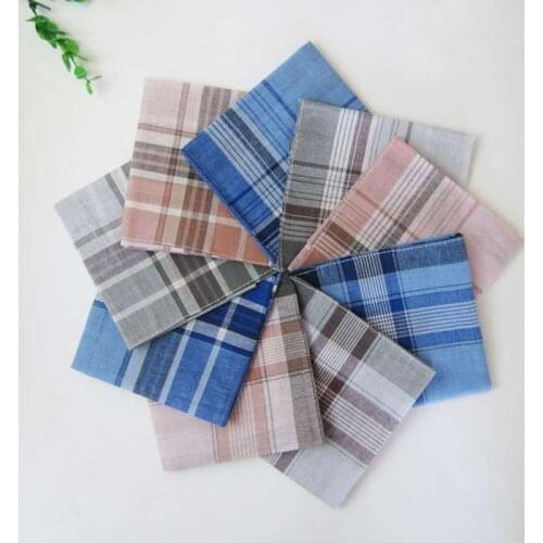 12 Pcs/lot Cotton Handkerchief Women Classic Plaid Check Pocket Hanky Handkerchiefs Men 38*38cm