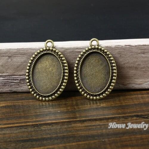 Wholesale 20 pcs Vintage Charms Oval picture frame Pendant Antique bronze Fit Bracelets Necklace DIY Metal Jewelry Making