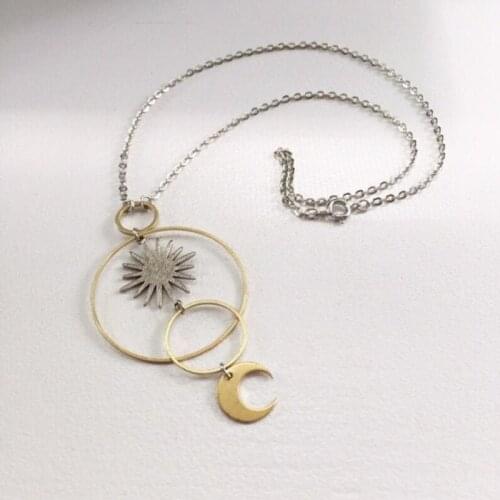 Moon Sun Starburst Necklace Witch Jewelry Women Gift Delicate Pendant Charm Statement Crescent Wholesale Statement Fashion New