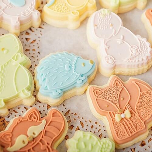 Cake Cookie Plastic Cake Mold Animal Impress Biscuit Cookie Mould Cutter Dinosaur Press Stamp Embosser Fondant Cake Mold