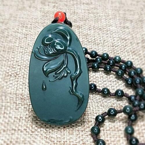 Natural HetianJade Pendant, Jade Dripping Lotus , Men And Women Can Wear