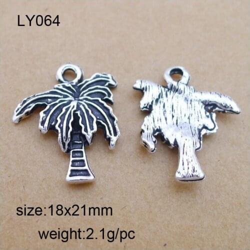 25Pcs/Lot 18x21mm Zinc Alloy Antique Silver Coconut Tree Charms For DIY Jewelry Accessories