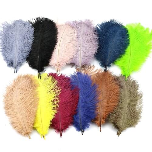15-20 CM Ostrich Feathers Dyed Colorful Ostrich Feather Wedding Party Dress Decoration Sewing Crafts Plume 10pcs/lot Wholesale