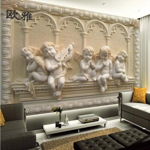 European carving relief 3D stereo TV setting wall of the sitting room bedroom wallpaper murals Custom sizes
