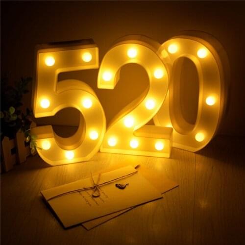 Luminous LED Light 0-9 Number Creative party lights Alphabet Lamp Wedding Party Decoration Christmas Lights For Birthday Party