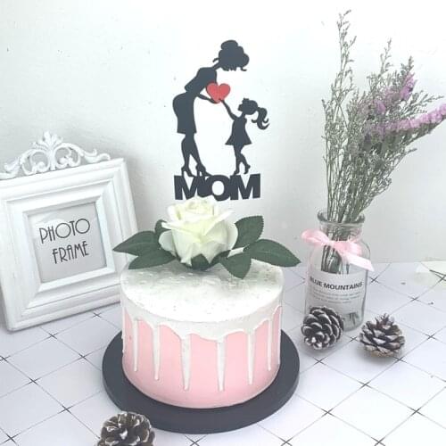 1 set /I love mom Cake Topper Glitter Paper Cupcake Topper Flags For Mothers Day Birthday Baby Shower Cake Decorations Supplies