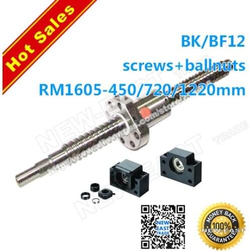 1lot RM1605 ballscrew SFU1605 -450/720/1220mm AND ballnuts ANDE BK12 / BF12