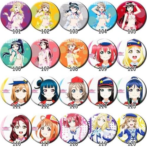 1pc 58mm LoveLive Sunshine Aqours Takami Chika Sakurauchi Riko Pins Broche Round Icons