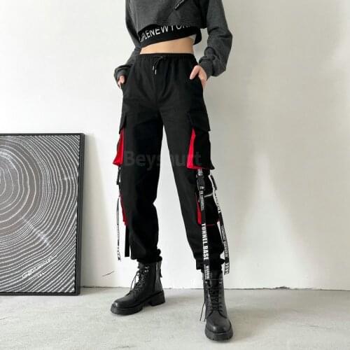 2021 Big Pockets Cargo pants women High Waist Loose Streetwear pants Baggy Tactical Trouser hip hop high quality joggers pants