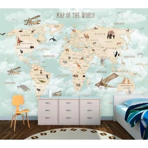 Custom 3d wallpaper cartoon world map background wall living room bedroom children room decoration mural papier peint wallpaper