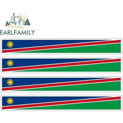 EARLFAMILY 13cm x 1.7cm 4pcs Car Stripe Motorcycle Racing Flag Sticker Car Window Decal Bike Moto Tuning Namibia Car Stickers