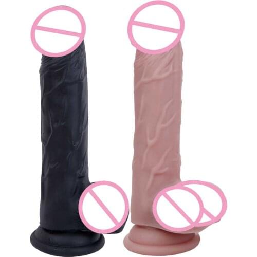 7.6 Inch Liquid Silicone Dildo Soft Realistic Penis Vagina G-spot Stimulator Powerful Suction Cup Sex Toys for Woman Lesbian Gay