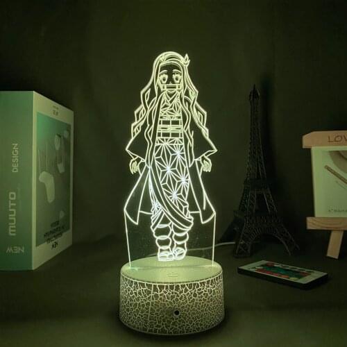 Acrylic Led Night Light Anime Lamp Demon Slayer Figure Kamado Nezuko Figurine Manga Lamp Teen Room Decoration Demon Slayer