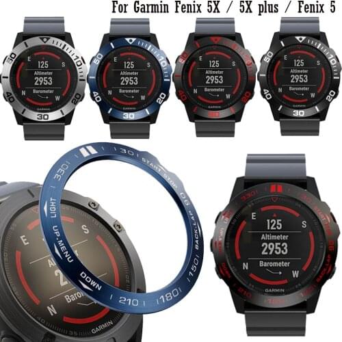 BEHUA Fashion Bezel Ring Styling Case For Garmin Fenix 5 / Fenix 5X / 5X plus smart watch metal frame Adhesive Protective Cover