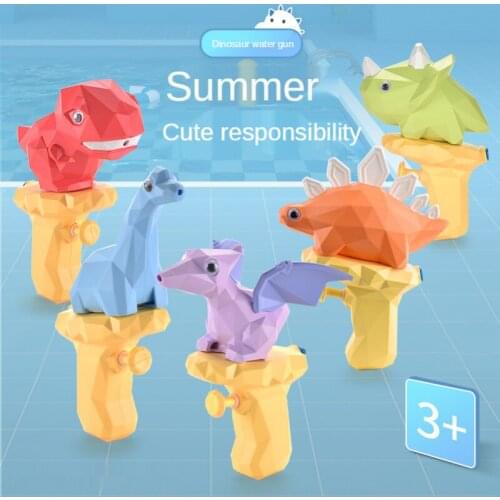 Kids Cartoons Dinosaur Water Gun Toys Cute Baby Summer Sandy Beach Parent Child Games Play In The Water Push Squirt Gun Gift