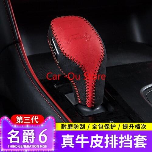 For MG6 2017-20 Refitting Gear Shift Cover Hand Sewn Leather Gear Shift Handle Accessories