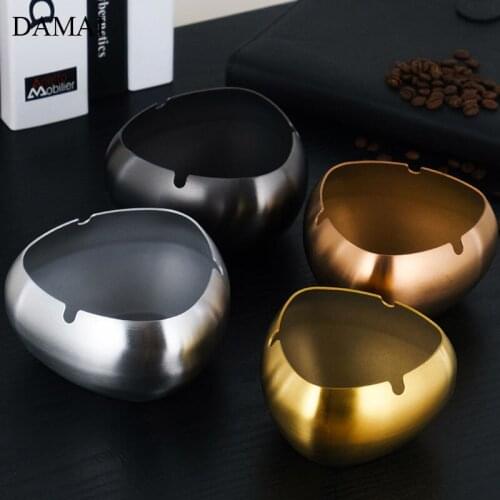 Creative Heart-shaped Stainless Steel Ashtray Large Capacity Office Household Simple Anti-fall Portable Ashtray Home Decoration