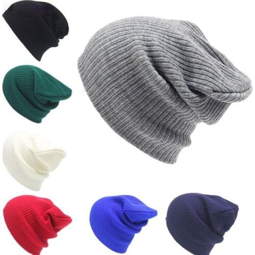 Hot Sales Fashion Hat For Winter Hats Unisex Skullies Beanies Solid Knitted Hat Warm Cap Male Female Beanies Cap Elastic
