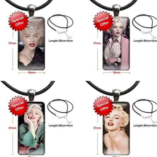 Marilyn Monroe For Girls Handmade Gift Glass Pendant Necklace Handmade Half Pendant Rectangle Necklace Sexy