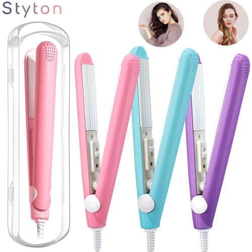 2020 New mini hair iron pink corrugated plate electric curling iron curl modelling tools EU Plug