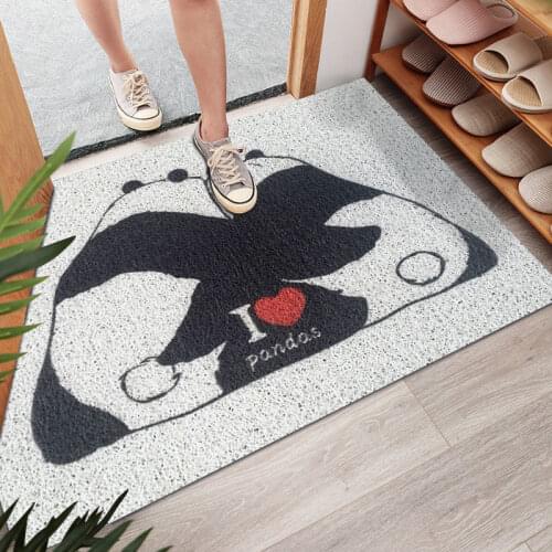 Cartoon Panda Entrance Welcome Mats Sand Scraping Door Hallway Bath Non-Slip Rug Dust Removal Carpet Wire Loop Footpad Doormats