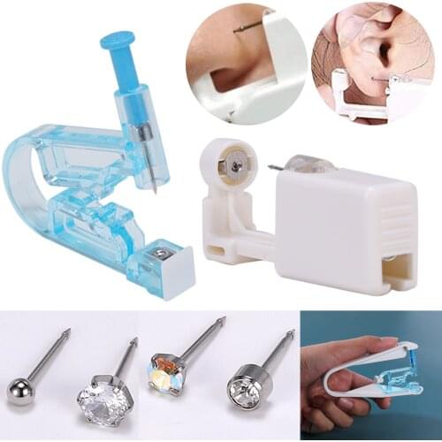 1 Set Disponsable Sterile Ear Piercing Tool Unit Nose Cartilage Helix Piercing Gun Piercer Tool Kit Earring Stud Body Piercing
