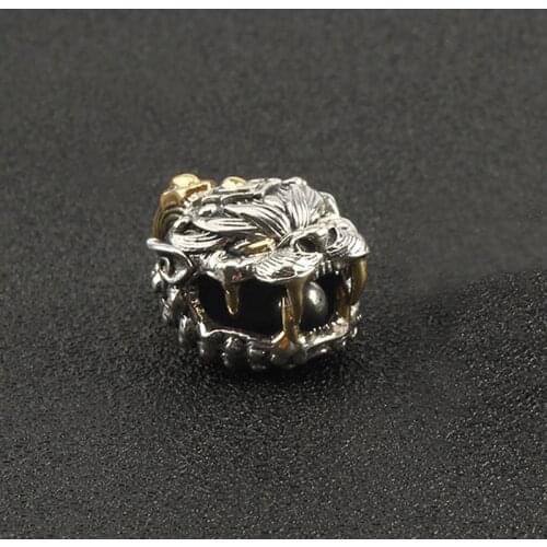 Small Bell China Animal Brass Knife Beads White Copper Auspicious Animal Paracord Beads Ferocious Beast Bell Keychain DIY