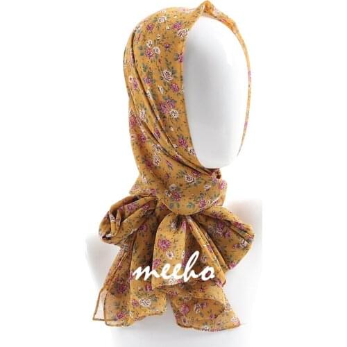 New Women Printed Floral Bubble Wraps Soft Long Islam Shawls Muslim Chiffon Scarves Hijabs
