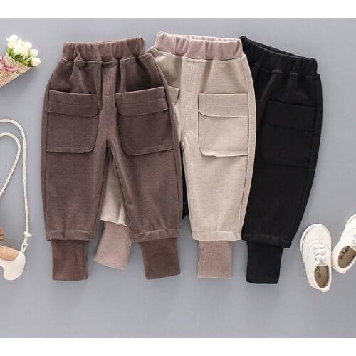 Toddler Girls Pants Solid Color Trousers Girl Pockets Child Pants Casual Style Kid Clothes