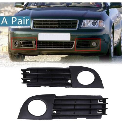 Pair Front Bumper Lower Grille with Fog Lights Hole Left Right 4B0807681AA 4B0807682AA For Audi A6 C5 2002-2005