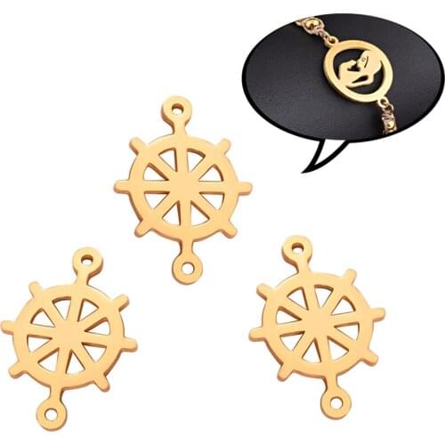 3Pcs Stainless Steel Rudder Anchor Charms Pendant for DIY Jewelry Making Craft Findings