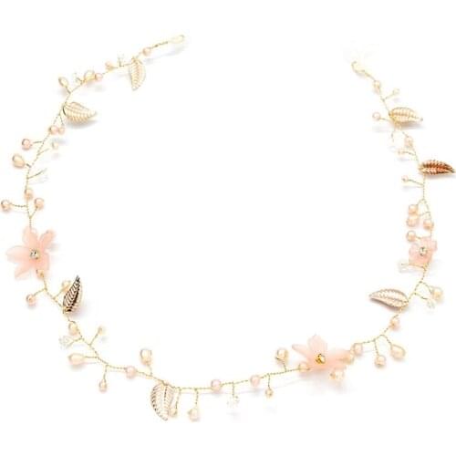 Bride Hair Band Wedding Women Bridal Headband Pink Pearl Decoration Accessories
