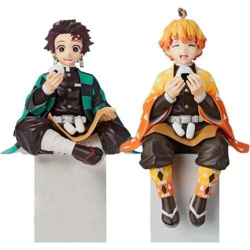 Premium Chokonose figura Anime cazadora de Kamado Tanjirou Agatsuma Zenitsu comer bolas de arroz PVC figura de acción