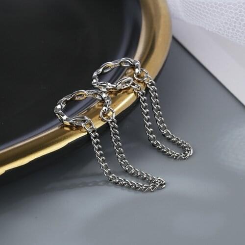Luoluoyi 1pair Non-pierced Ear Clip Korean Chain Tassel Clip Earrings For Women Fake Piercing Earbone Ear Cuff Jewelry Gifts