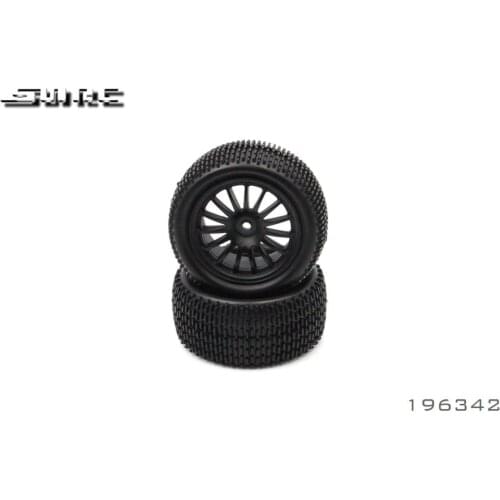 SNRC DK4 196342 4WD REAR TYRE AND RIM HEX 12MM, 15 SPOKES, 90 * 42 MM (2) - BLACK