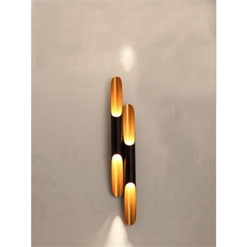 Modern Double-head Aluminum Golden Wall Lamps Living Room Bedside Background Sconces Hotel Industrial Long Oblique Wall Lights
