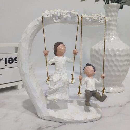 Resin Swing statue Mother and child family gift decoration for birthday party decorations kids or decoration home
