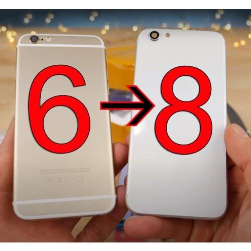 For iPhone 6 like 8 Glass Body Back Housing ,Rear Chassis Battery Cover for iphone 6 style 8 with side Buttons Original quality