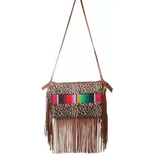 Tassel Crossbody Bag New Casual Ladies Leopard Patchwork Fringed Messenger Bags Feminine