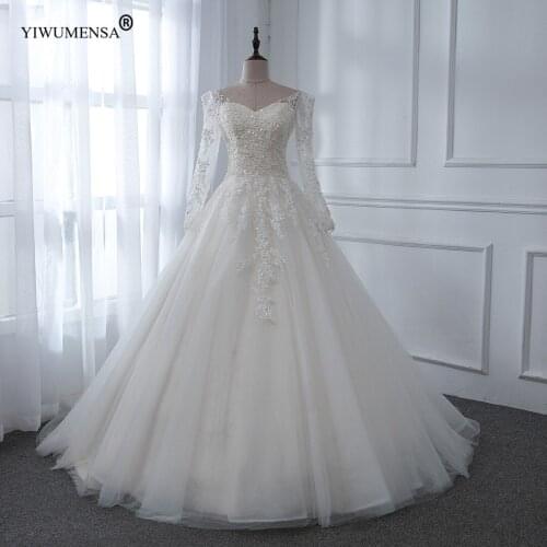 A2 Vintage Champagnes Boat Neck Long Sleeves Boho Wedding Dress For Women Summer See Through A Line Bridal Gowns Turkey 2020