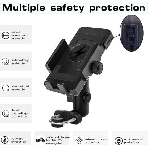WUPP Motorcycle Wireless Charging Mobile Phone Holder Fast Charging 12-32V Electric Vehicle Mobile Phone Navigation Bracket