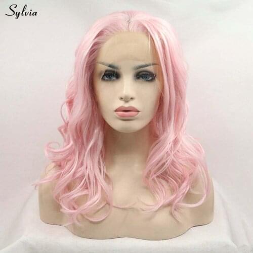 Sylvia Baby Pink Wig Synthetic Lace Front Wigs For Women Hair Natural Wave Heat Resistant Fiber Short Wigs Cosplay