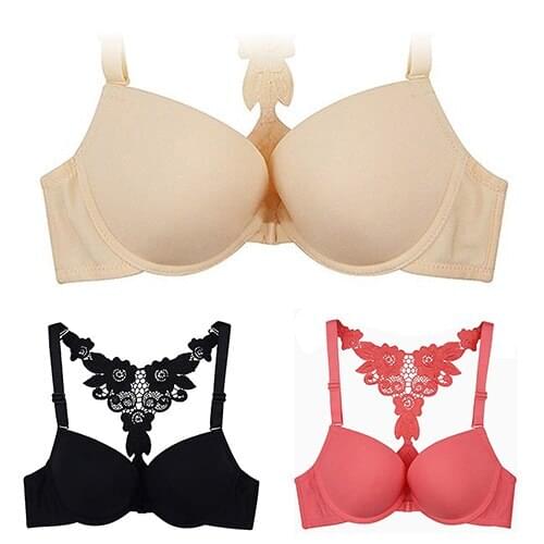! Womens Sexy Front Closure Lace Racer Back Racerback Push Up Y-line Straps Bra Cup B