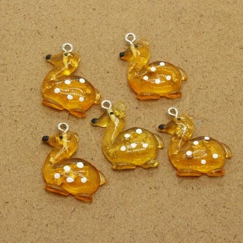 10pcs Xmas Sika Deer Resin Charms With Shards Gold Foil Cute Earring Necklace Phone Charm Pendant Accessory DIY Jewelry Making