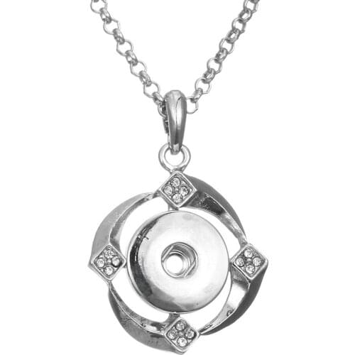 18mm Snap Button Pendant 60CM Necklace Charms Fashion Rhinestones Snaps Button DIY Jewelry Gift For Women
