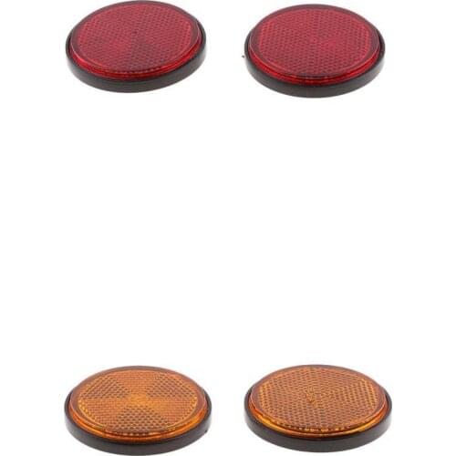 2 Pair Round Reflectors Universal for Motorcycle ATV Dirt Bike Red/Orange Universal Round Reflectors